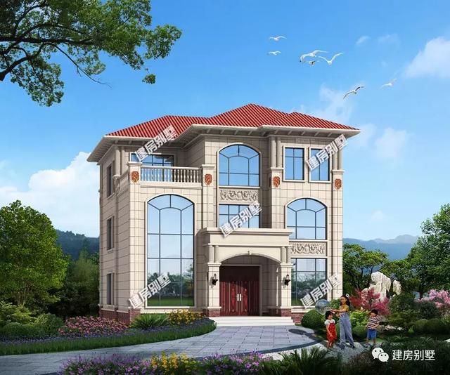 適合農村建造的三層自建房設計圖，戶型比較的周正，簡歐式的外觀不會容易過時