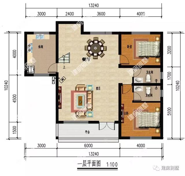 造價23萬左右兩棟室內配挑空客廳的自建房設計圖，第一棟新中式設計
