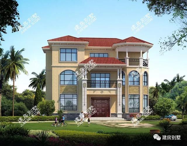 兩棟豪華的農村自建房別墅設計圖，普通人住的是一般的房子，而有錢人蓋得是豪宅