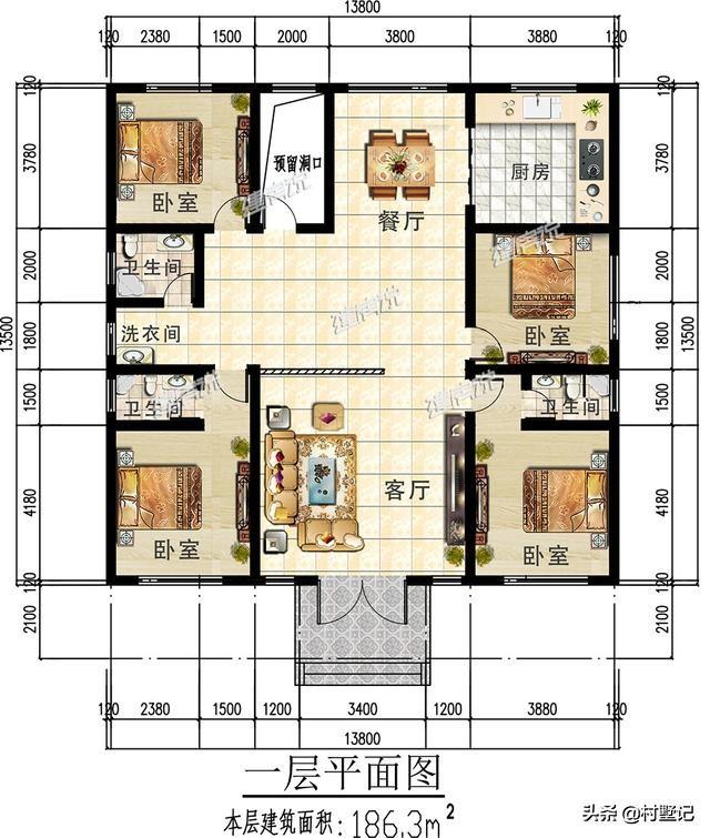 8套漂亮農村一層別墅設計圖，經濟實惠，住得也很舒適，農村養老房，還是一層的好