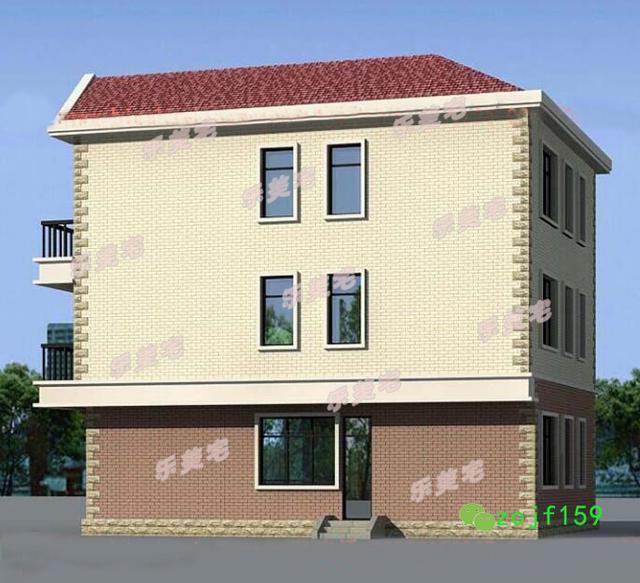 農村三層別墅房屋住宅設計圖，100平米左右，外觀立體感豐富，空間布局安排合理