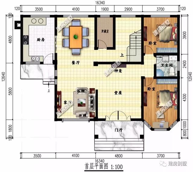 兩棟大面寬設計二層自建房設計圖，第一棟四開間設計，第二棟面寬20米。