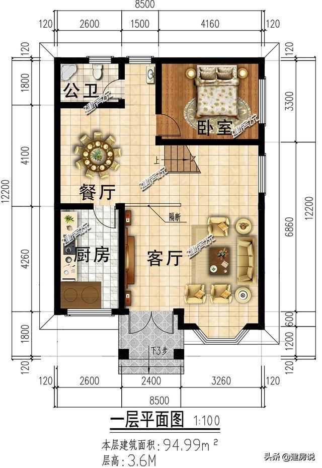 5款三層農村別墅設計圖，都是100平內的小戶型，布局大氣的別墅，是理想鄉村別墅的標配。