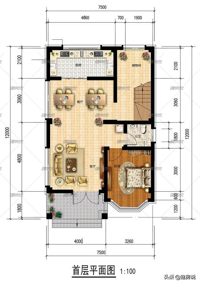 5款三層農村別墅設計圖，都是100平內的小戶型，布局大氣的別墅，是理想鄉村別墅的標配。