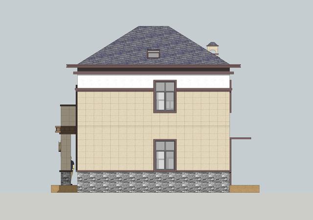 簡單實用造價不高的農村二層別墅設計圖，坐北朝南的庭院，南北通過主體建筑劃分為前后庭院。