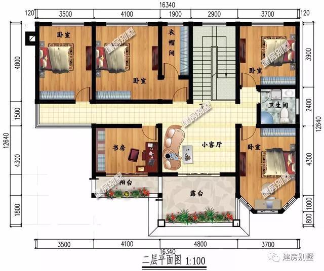 大面寬設(shè)計(jì)的兩棟自建房設(shè)計(jì)圖，第一棟四開間設(shè)計(jì)，第二棟面寬20米。