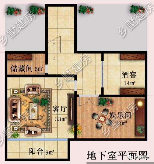 兩層簡歐風別墅設計圖，地下室+挑空客廳，功能齊全，樣式美觀。農村自建房中的完美選擇