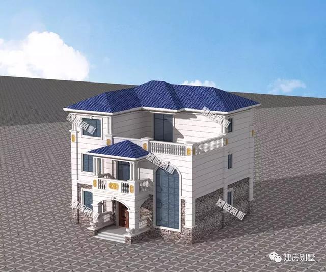 農村簡歐式風格別墅設計圖，客廳挑空，施工難度不大、造價不算太高