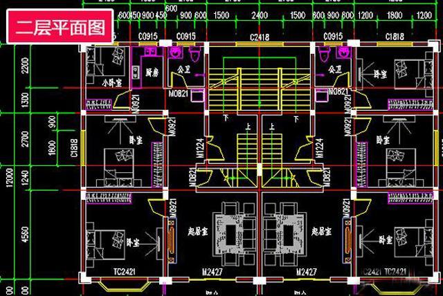 農村二層半自建別墅施工圖水電圖，18x12米，戶型美觀，造價經濟