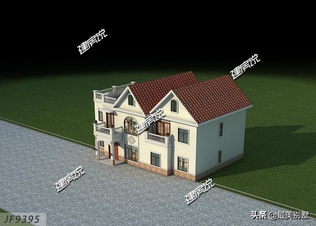 歐式三層別墅設計圖，自帶車庫和露臺，是農村建房首選