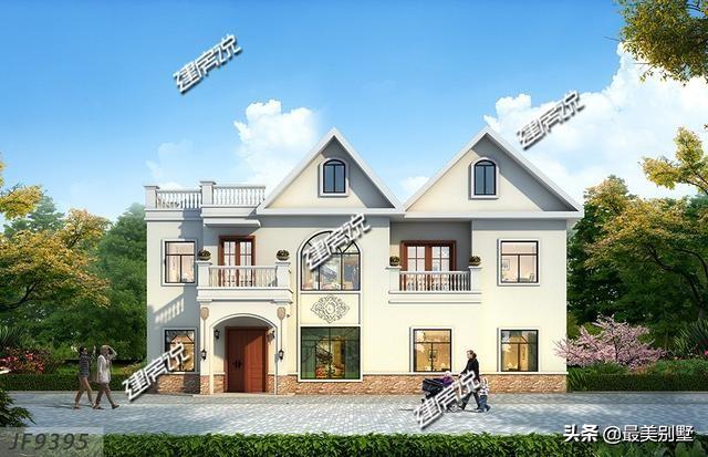 歐式三層別墅設計圖，自帶車庫和露臺，是農村建房首選