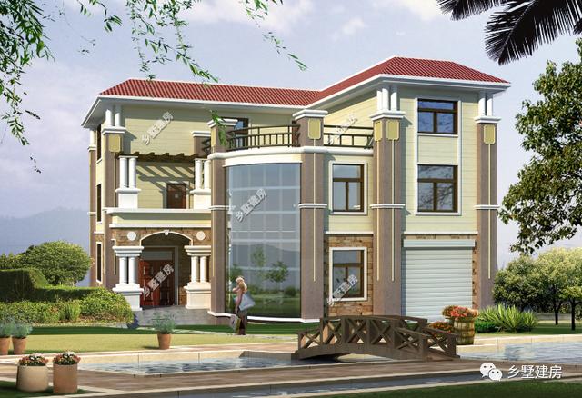 三層農(nóng)村別墅設(shè)計(jì)圖，造型別致，能建上這樣一棟別墅，也是非常有面子了