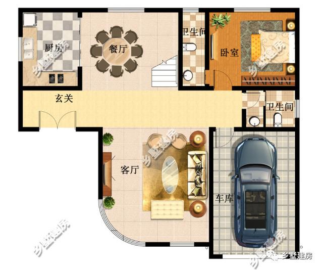 三層農(nóng)村別墅設(shè)計(jì)圖，造型別致，能建上這樣一棟別墅，也是非常有面子了