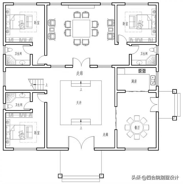 大戶人家的豪華別墅設(shè)計(jì)圖，視野開(kāi)闊，采光通風(fēng)沒(méi)得說(shuō)，挑空高層，各種功能齊全