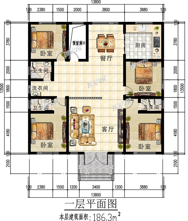 5款漂亮的一層別墅設計圖，18萬起建一棟，圖紙收藏好
