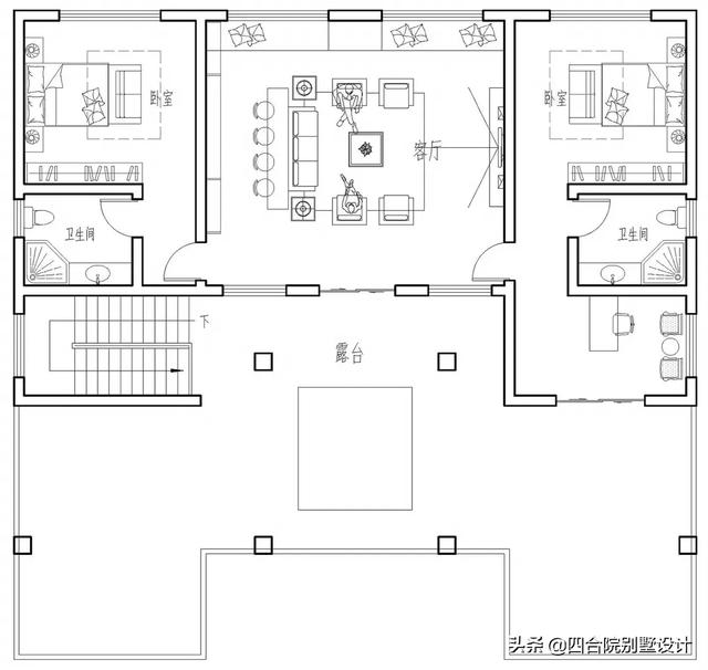 100萬建三層新中式挑空自建房設計圖，大戶人家的別墅，視野開闊，采光通風沒得說。
