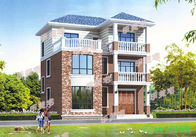 5套農村20萬左右三層住房別墅設計圖，外觀樸素淡雅，室內結構緊湊實用，采光透氣佳，帶大曬臺設計，觀景娛樂皆可。