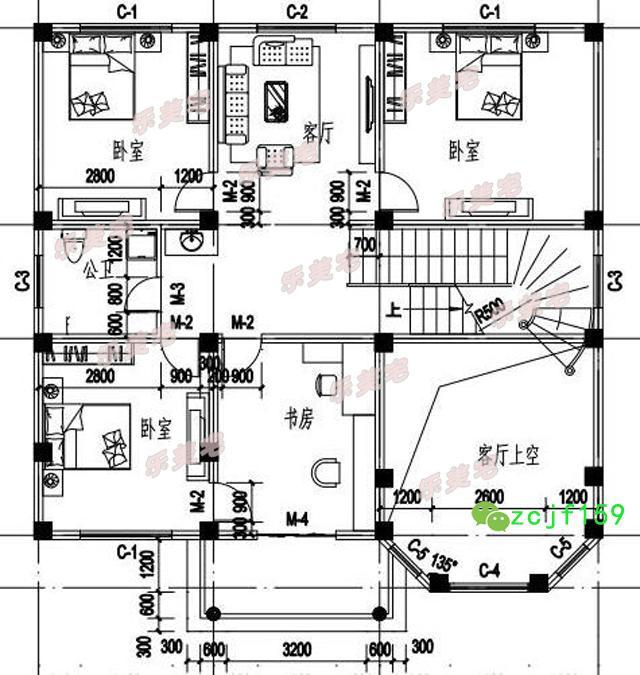 14x17米帶復式挑空客廳農村三層別墅設計圖，空間設計合理，帶多個休閑娛樂室，可帶多個親朋好友一起娛樂，一起享受休閑的假