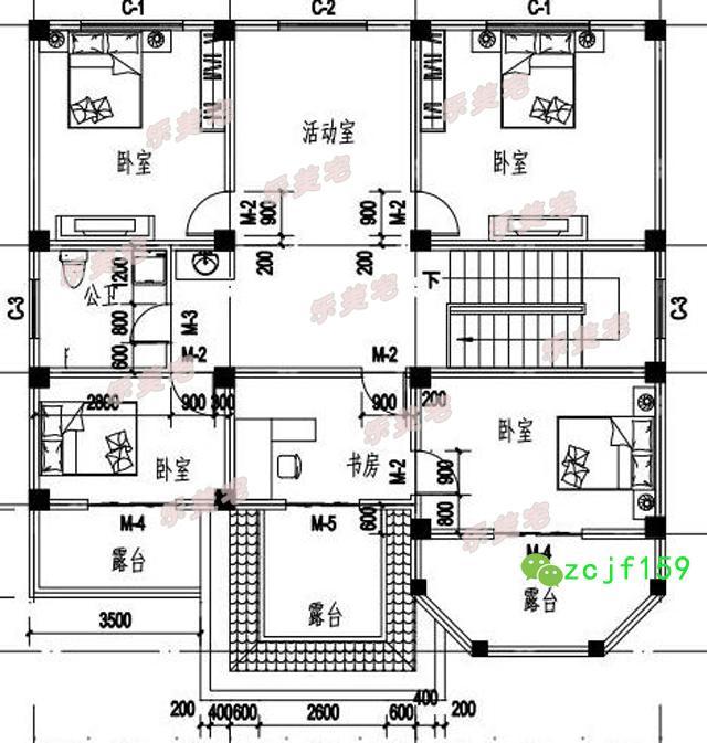 14x17米帶復式挑空客廳農村三層別墅設計圖，空間設計合理，帶多個休閑娛樂室，可帶多個親朋好友一起娛樂，一起享受休閑的假