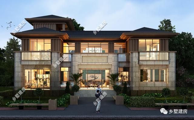 帶挑空客廳+電梯三層別墅設計圖，豪到人人都說好！充分的顯示主人的身份地位等。