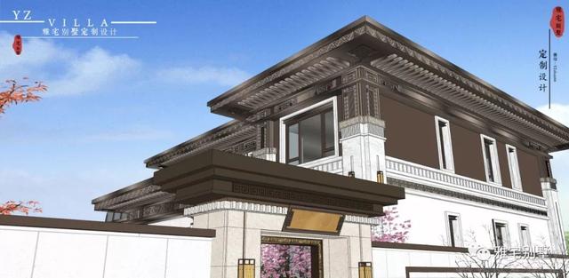 河北兩層新中式合院別墅設計圖，24x35米，前庭后院，小橋流水