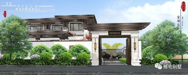 河北兩層新中式合院別墅設計圖，24x35米，前庭后院，小橋流水