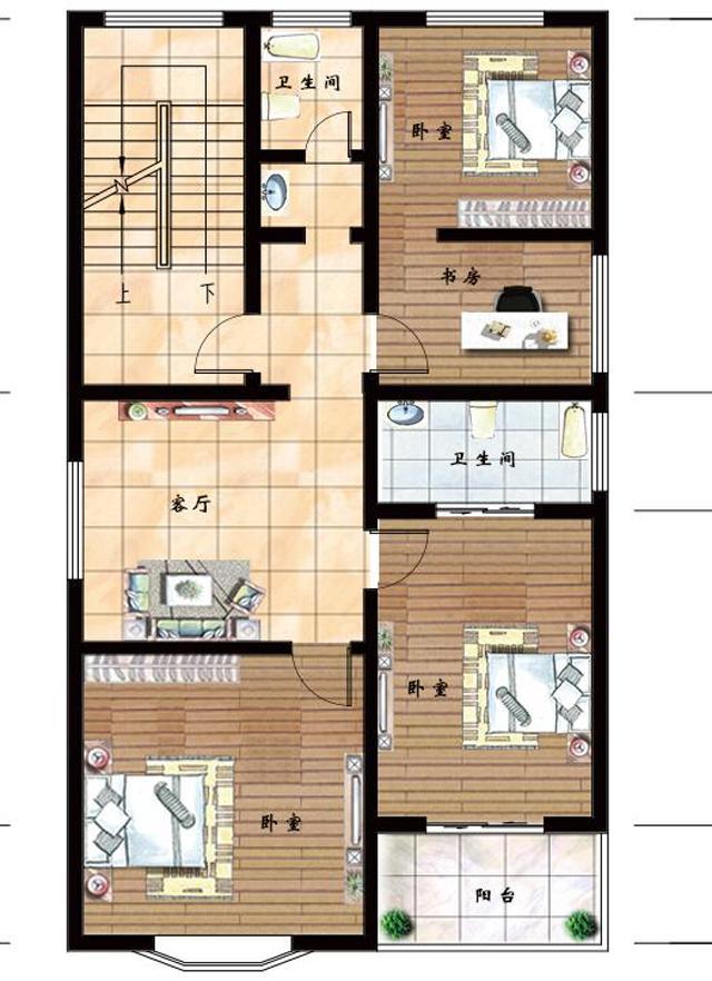 8x11米四層農村自建別墅設計圖，框架結構 主體造價：40-45萬