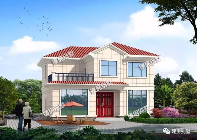 小戶型兩層自建房設計圖，外觀比較干凈簡約，主體造價20萬左右，屋面配紅瓦