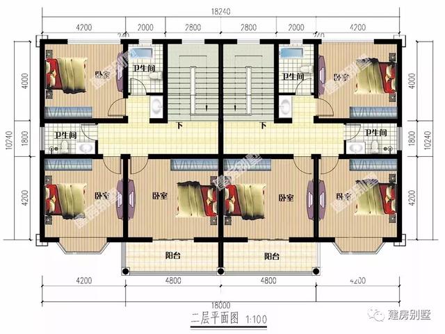 主體30多萬的農村雙拼別墅設計圖，雙拼戶型會節省不少錢，且房子建出來照樣美觀。