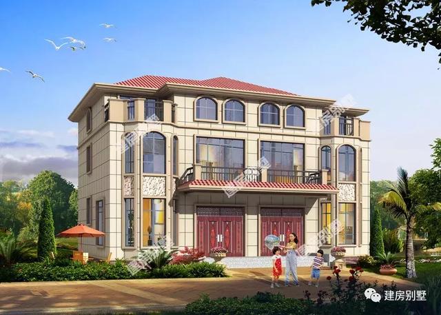 寬15-16米左右的農村別墅設計圖，這兩款兩層和三層的雙拼戶型，是屬于中等類型的。