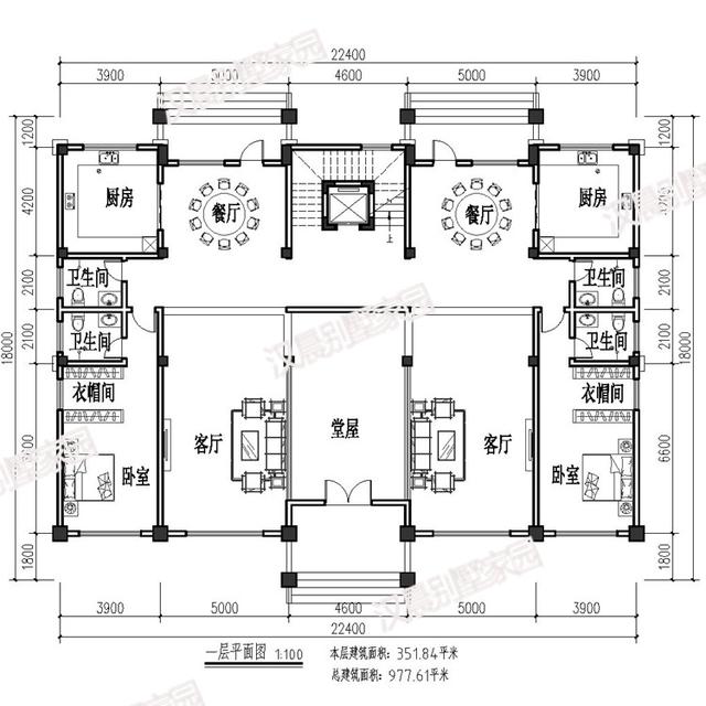 開(kāi)春就蓋這棟雙拼別墅設(shè)計(jì)圖，占地351平方米的自建房設(shè)計(jì)圖可謂是洋氣十足美觀實(shí)用
