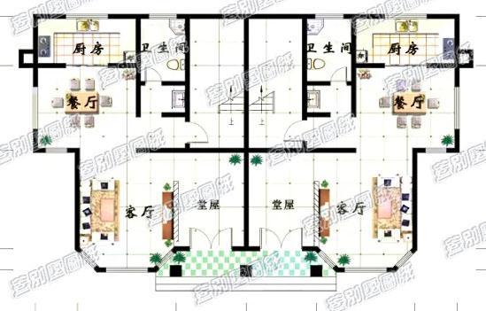 50萬框架結構18×12米三層雙拼別墅施效果圖，看上去十分氣派