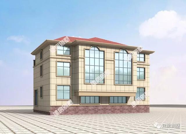 簡歐式外觀設計的雙拼別墅設計圖，造價不算高，兩兄弟合建很體面