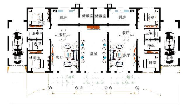 農(nóng)村一層雙拼別墅設(shè)計(jì)圖，室內(nèi)設(shè)計(jì)都非常合理，符合農(nóng)村的風(fēng)景布局