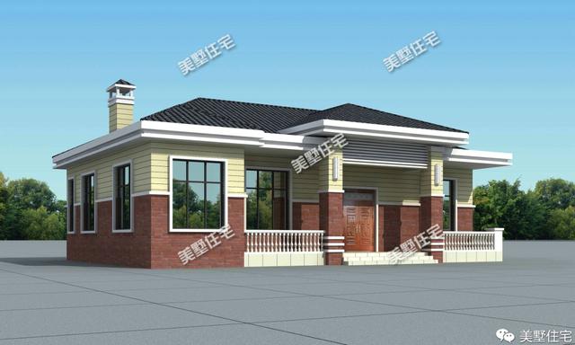 經濟實用的農村一層小別墅設計圖，磚混結構，主體造價18萬左右。