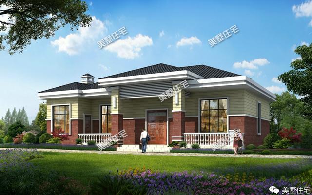 經濟實用的農村一層小別墅設計圖，磚混結構，主體造價18萬左右。