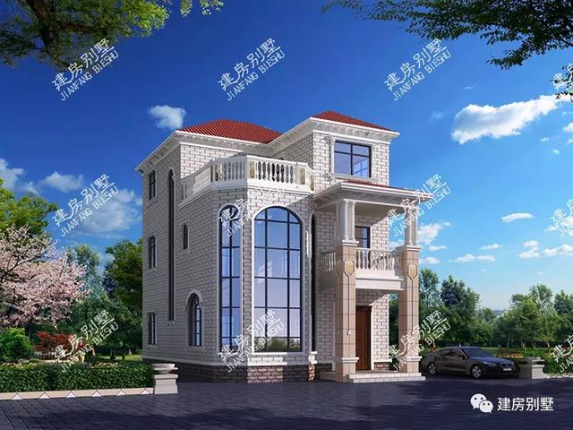 開間8-9米之間的兩棟自建房設計圖，造型好看，采光也非常好。