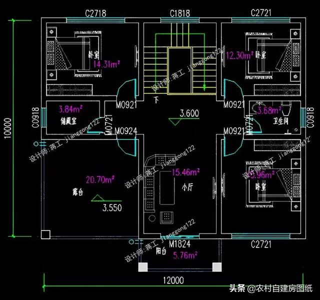 最實用的二層農村別墅設計圖，兩種尺寸，不一樣的布局