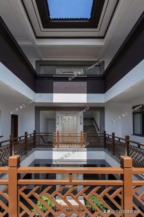 新中式三合院別墅設計圖，整個外觀都非常的有質感