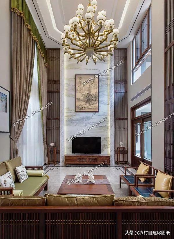 新中式三合院別墅設計圖，整個外觀都非常的有質感