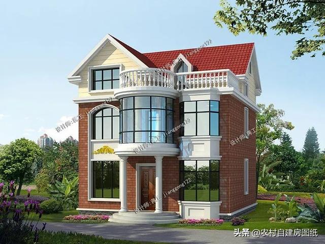 12款三層農村別墅設計圖，主題造價20萬，占地100平方米左右