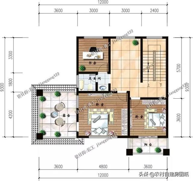 12款三層農村別墅設計圖，主題造價20萬，占地100平方米左右