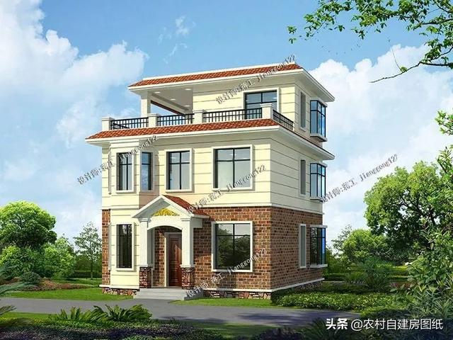 12款三層農村別墅設計圖，主題造價20萬，占地100平方米左右