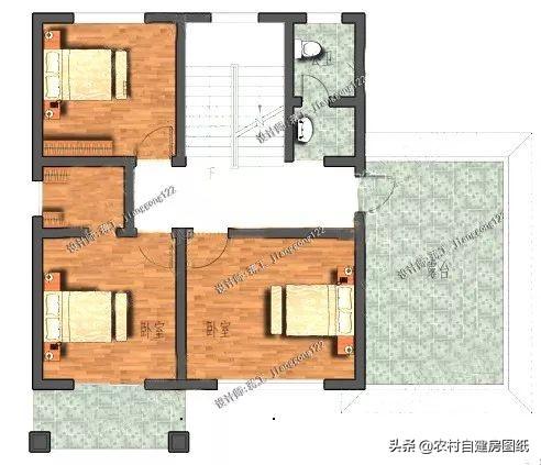 12款三層農村別墅設計圖，主題造價20萬，占地100平方米左右