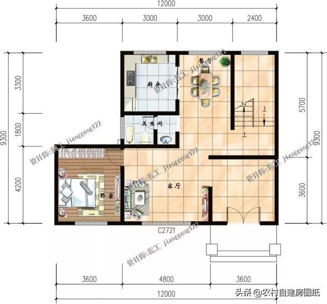 12款三層農村別墅設計圖，主題造價20萬，占地100平方米左右
