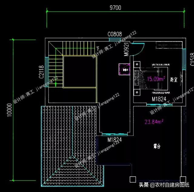 12款三層農村別墅設計圖，主題造價20萬，占地100平方米左右
