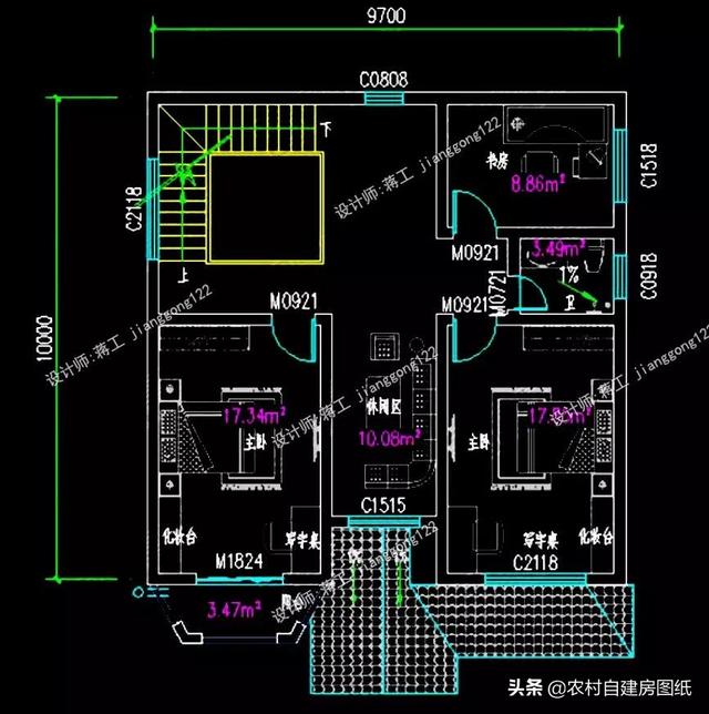 12款三層農村別墅設計圖，主題造價20萬，占地100平方米左右