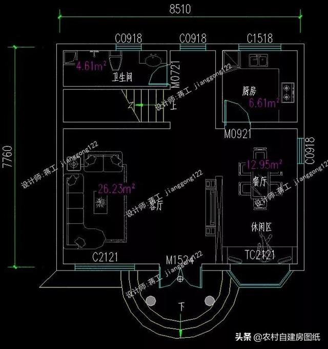 12款三層農村別墅設計圖，主題造價20萬，占地100平方米左右