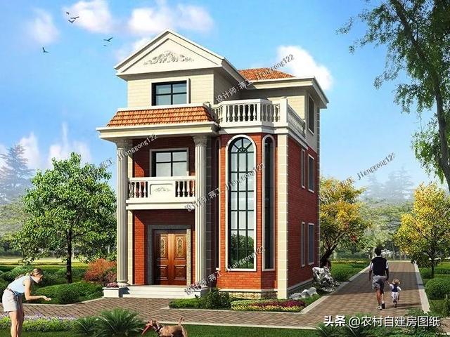 12款三層農村別墅設計圖，主題造價20萬，占地100平方米左右
