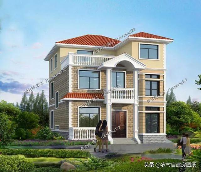 12款三層農村別墅設計圖，主題造價20萬，占地100平方米左右
